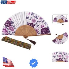 8.27"21cm Hand Held Bamboo Silk Folding Fan Hand Fan,Chinese/Japanese Charmin...