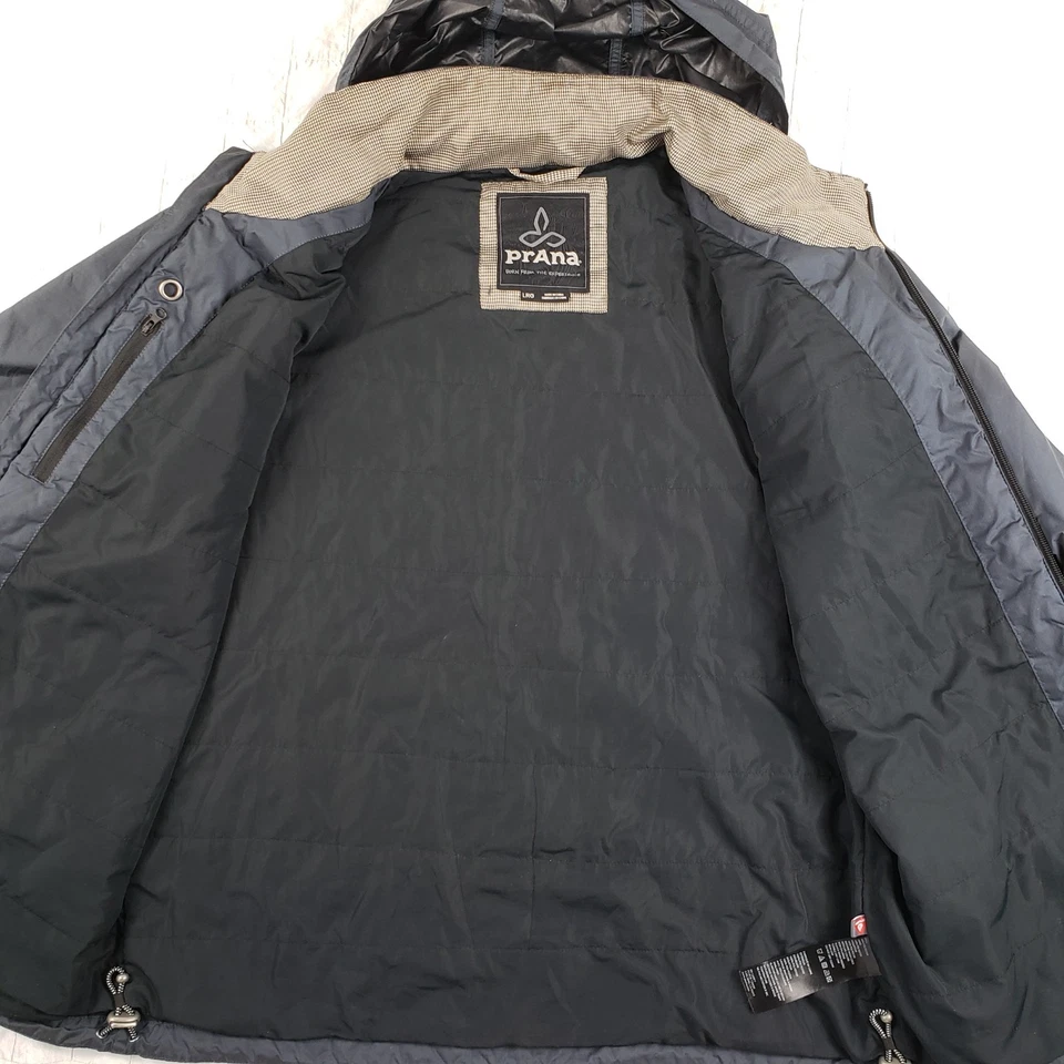 prAna Mens Size LARGE Gray Lightweight Zip Roaming Jacket 4 Zip Pockets Hooded - Image 4 of 4