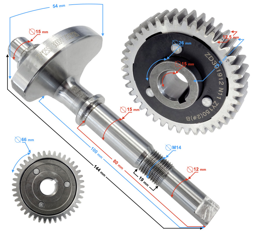 Arbre d'équilibrage BLADE R pour moteur de moto Stratos 125cc