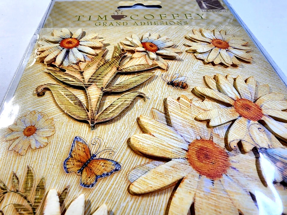 Daisy Delight Flowers 蜻蜓瓢虫 K&Company Tim Coffey 3D 贴纸 罕见 — 第 3/3 张图片