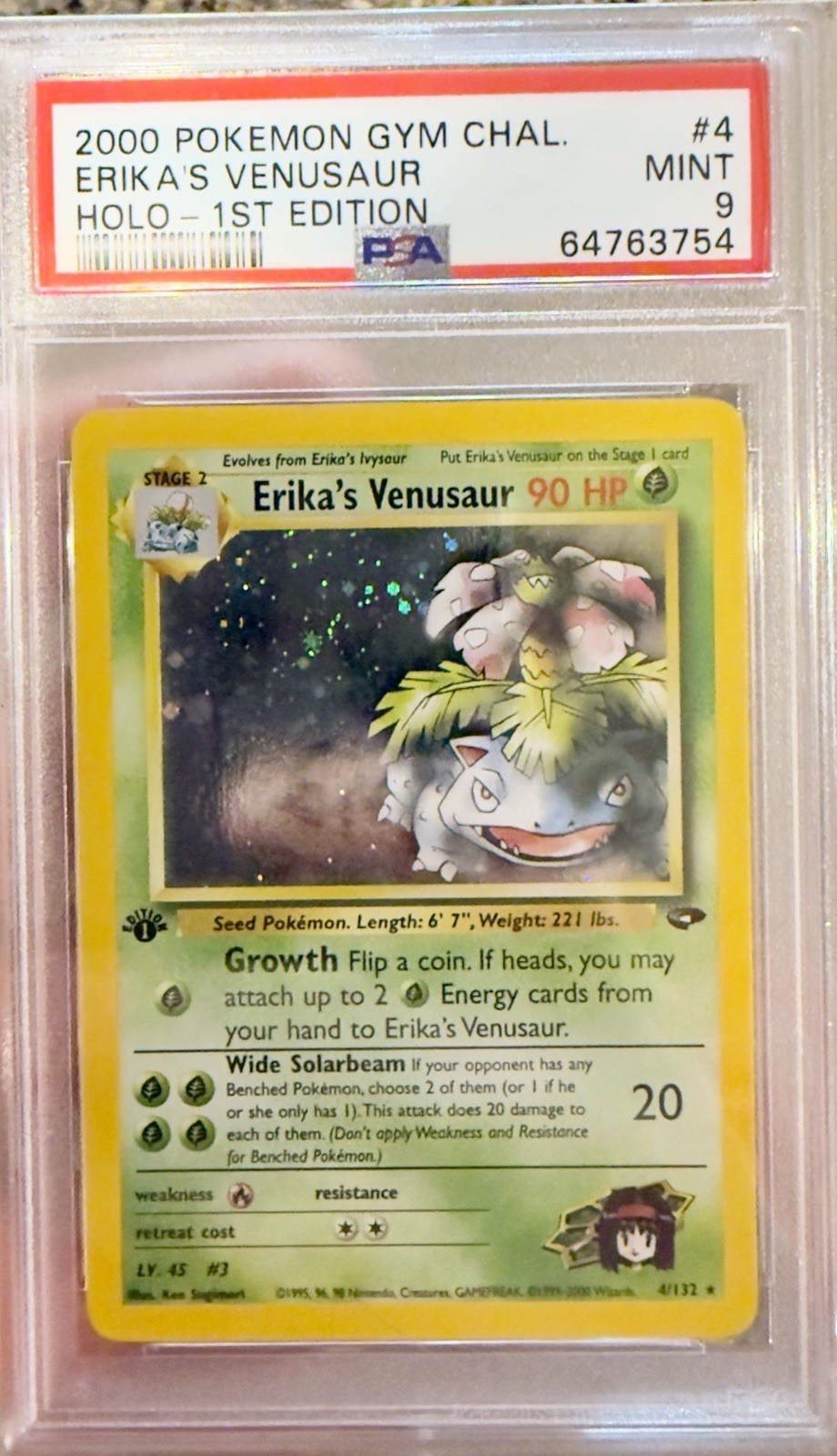 Erika's Venusaur Gym Challenge Holo Rare Card 4/132 PSA 9