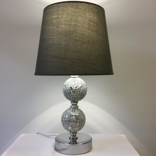 Moderne Touch Control Tischlampe Nachttischlampe Mosaik Design mit grauem Schirm - Bild 4 von 8