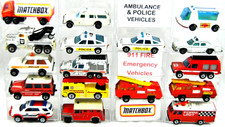 Various MATCHBOX SUPERFAST EMERGENCY RESCUE FIRE ENGINE POLICE Vehicle Mix Lot