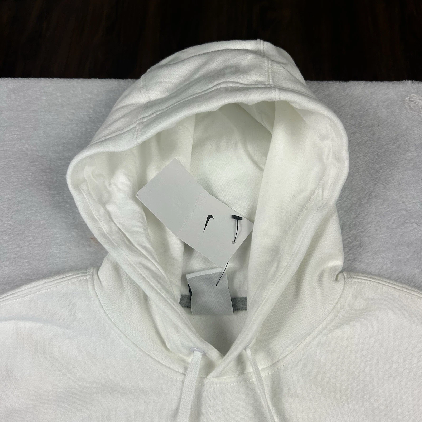 Felpa con cappuccio pullover Nike uomo Small Coach Prime 2.0 bianco club pile logo nuova con etichetta