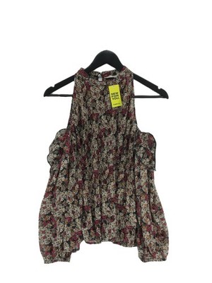 Zara Damen Bluse S Multi Geblümt 100% Polyester Langarm Rundhals Basic