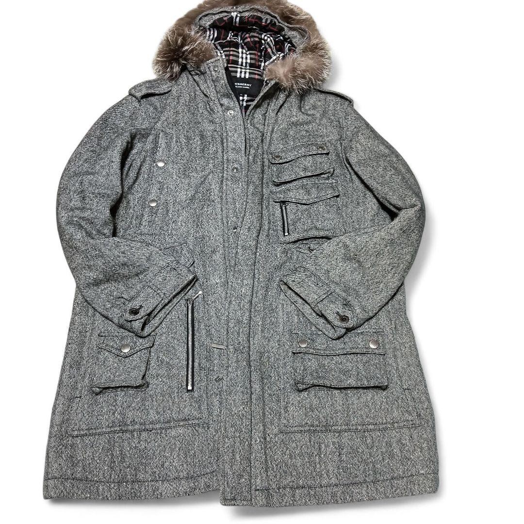 BURBERRY BLACK LABEL Down Jacket Gray Check Size M From Japan thumbnail 2