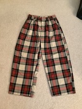 Urban Outfitters Red Plaid Pleated High Rise Wide Leg Grandpa Baggy Trousers 2 S