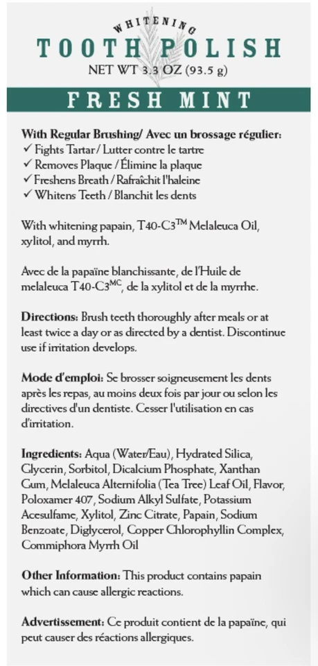 Esmalte de dientes clásico Melaleuca fresco menta sin flúor 3,8 oz. Pack de 3 Foto 2 de 2