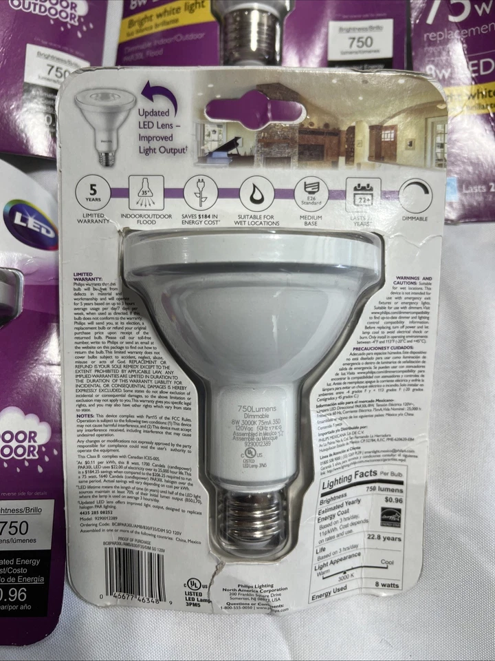 Philips Dimmable 8w LED PAR30S Flood Bright White Light Bulb FS 75w 10 Pack - Image 2 of 4