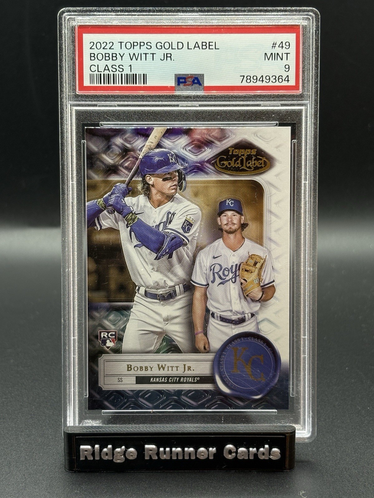 2022 Topps Gold Label BOBBY WITT JR Rookie Class 1 #49 PSA 9 ROYALS