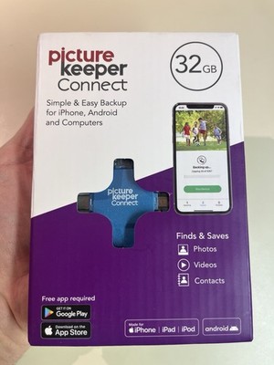 Picture Keeper Connect 32 GB Photo Video Contact Backup Drive Android Apple Blue