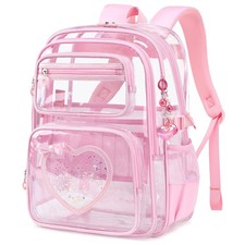 Clear Backpack for School Girls, Cute Heavy Duty PVC Transparent Bookbag, See...