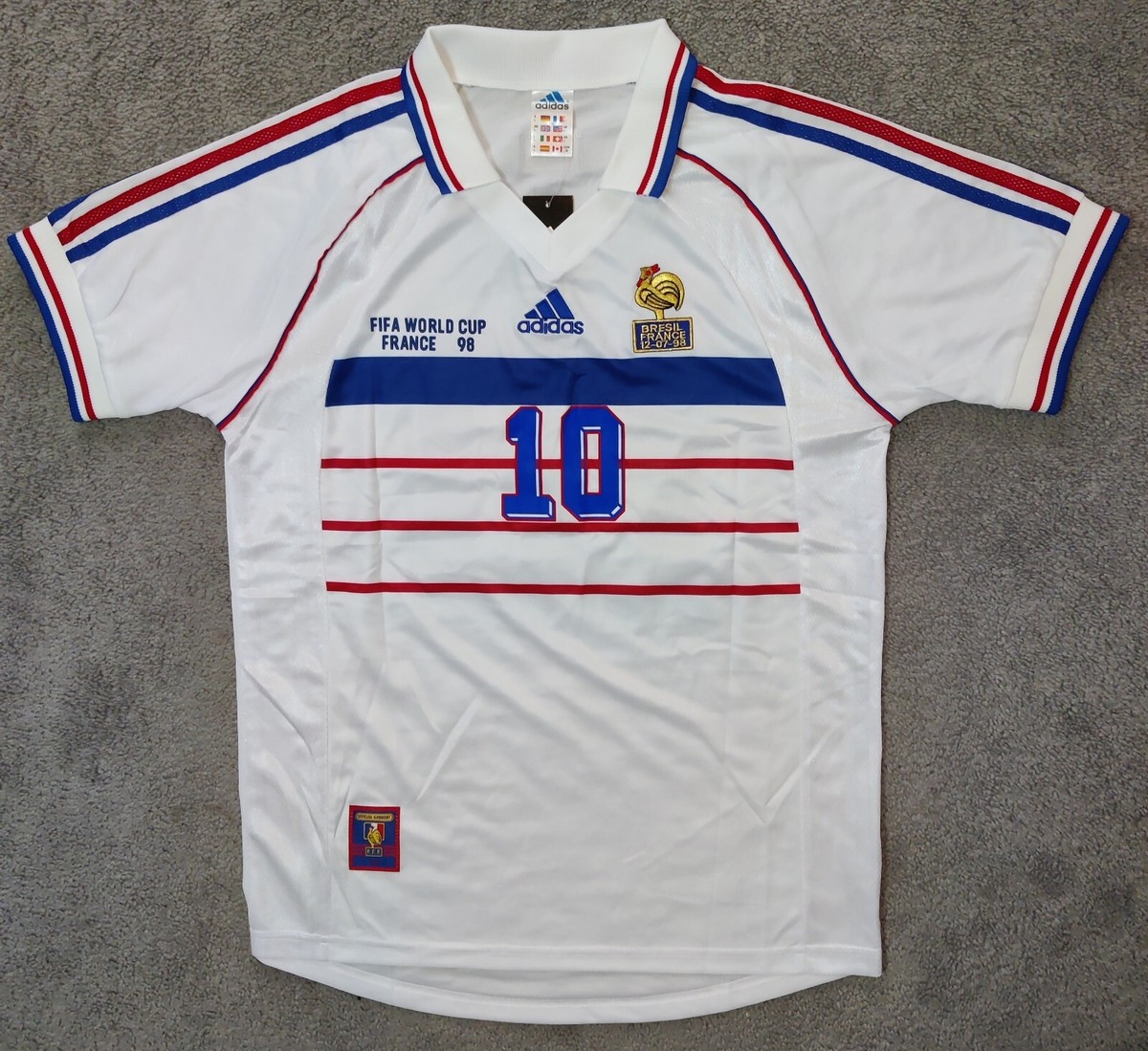 France Zidane #10 Away 1998 World Cup Final Jersey Soccer