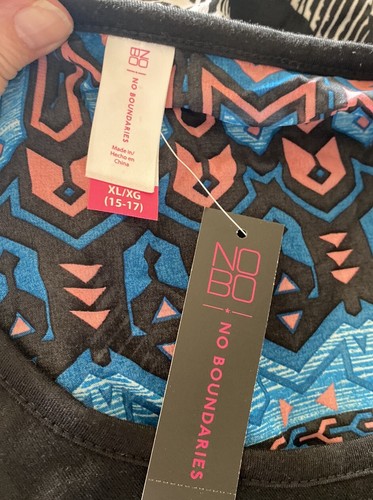 NWT Xhilaration XL Jr Top Black Love Long Sleeve T shirt Blouse 15 17 - Picture 6 of 8