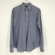 Theory Shirt Mens M Button Down Checkered Plaid Blue White Work Career Collared