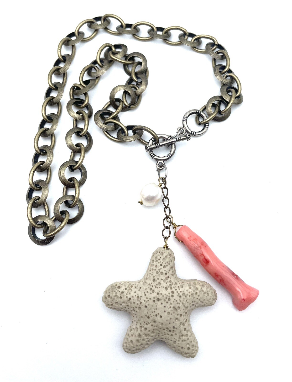 Beach Themed Bold Statement Pendant Necklace Star… - image 3