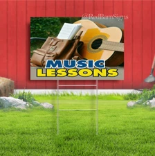 Music Lessons Retail Window Display Yard Sign with Metal Stakes