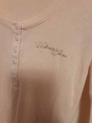 Victoria's Secret Long Sleeve Cozy Long Sleeve Pink Logo Sweater PJ Top SMALL - Picture 2 of 12