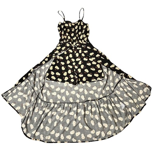 Sunflower Print Maxi Dress Floral Spaghetti Strap Ruffle Hem Sundress/Romper - Picture 2 of 13