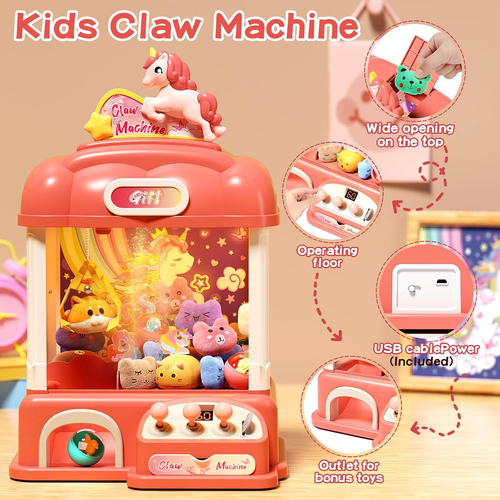 Kids Claw Machine, Mini Candy Vending Grabber, Prize Dispenser Toys for Girls an - Picture 2 of 6