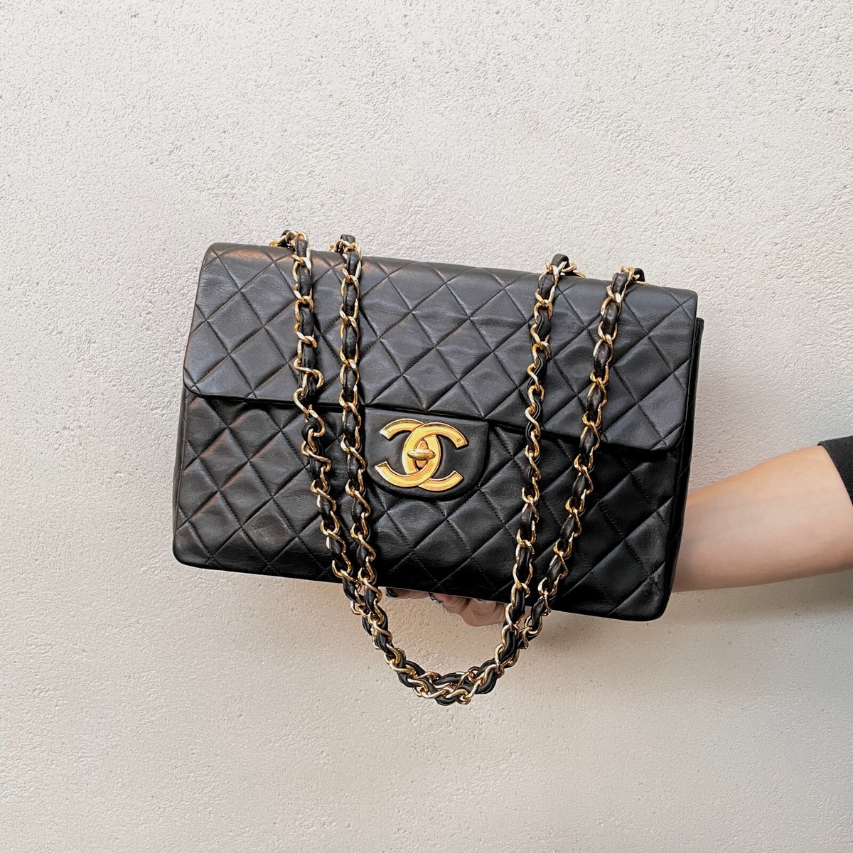 Auth CHANEL Matelasse Jumbo Coco Mark Chain Shoulder Flap