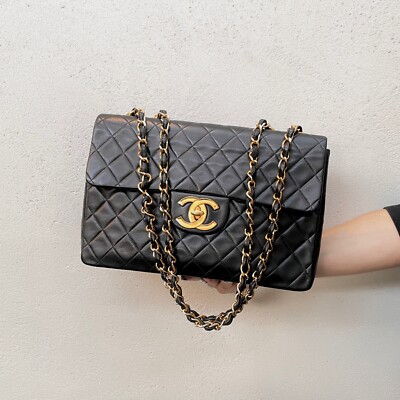 Auth CHANEL Matelasse Jumbo Coco Mark Chain Shoulder Flap Bag | eBay