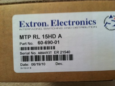 Extron MTP RL 15HD A Receiver 60-690-01 Twisted Pair Transmitter for VGA & Audio