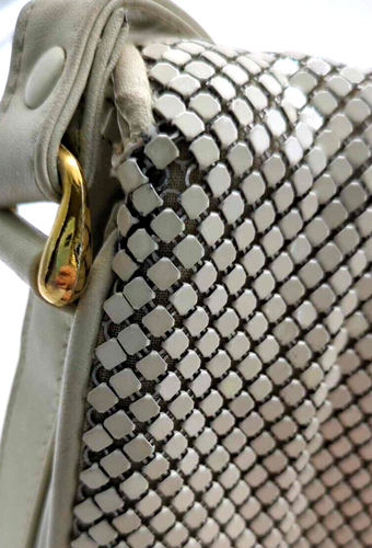 Vntg 1970s WHITING & DAVIS International Large Metal Enamel Mesh Shoulder Purse - Picture 3 of 11