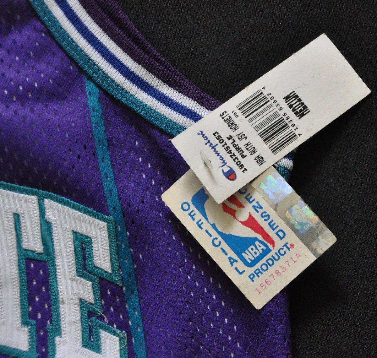 Alonzo Mourning Charlotte Hornets Champion Jersey Authentic Sewn