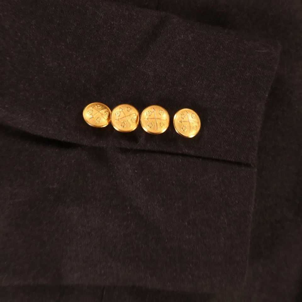 Serge Twill Jacket L Black Brushed Flannel Wool Twill Blazer Metal Buttons 44R - Image 4 of 4