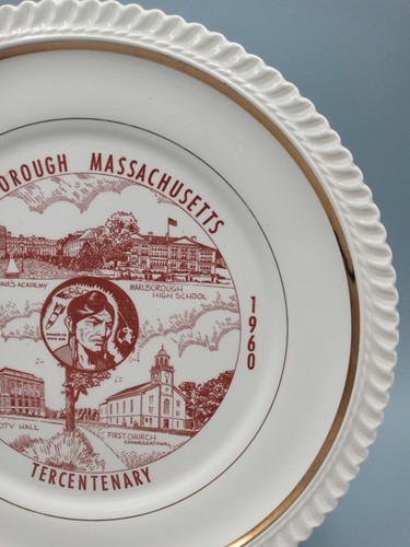 MARLBOROUGH MASSACHUSETTS - TERCENTENARY 1660 - 1960 - 10¼" Ceramic Plate - Picture 3 of 5