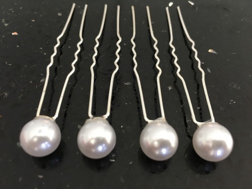 10pcs Pearl White Hair Pins Bridal Wedding Round Hairpins 8mm 10mm 12mm Silver - Picture 8 of 8