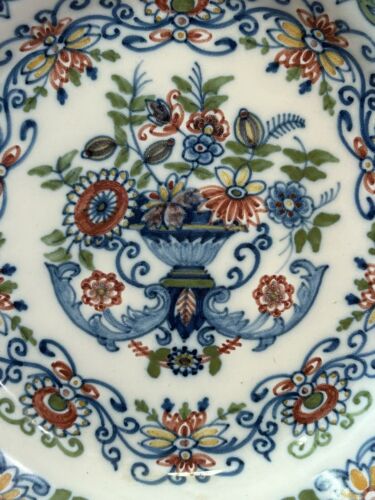 makkum tichelaar delft grande assiette déco ancienne faience pays bas, florale - Bild 2 von 10