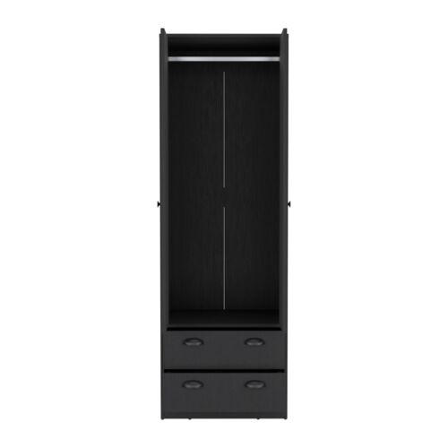 Armoire 70"H with 2-Drawers and 2-Doors, Black - Picture 3 of 6