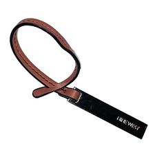 Classic Key Fob Brown Faux Leather Metal Bar Contrast Stitching Accessory j