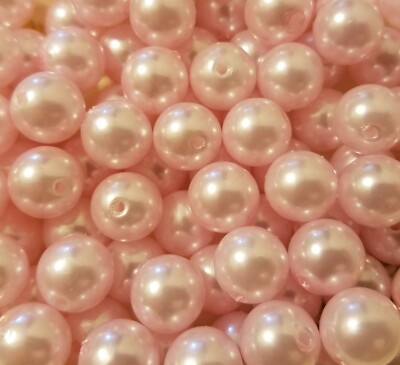 100 pcs Light Pink Loose Artificial Plastic Pearls Pastel 12mm