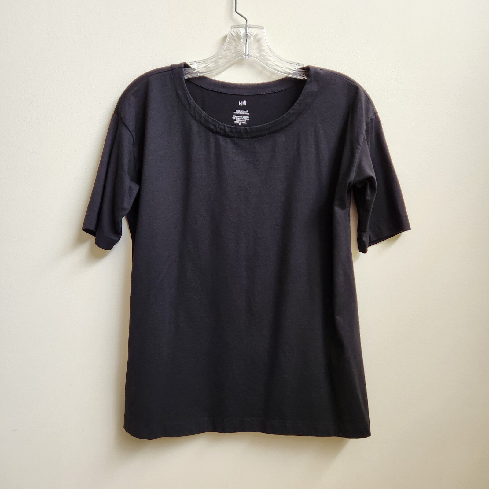 J Jill Tee Womens XSmall Black Luxe Supima Top Minimalist Stretch Casual