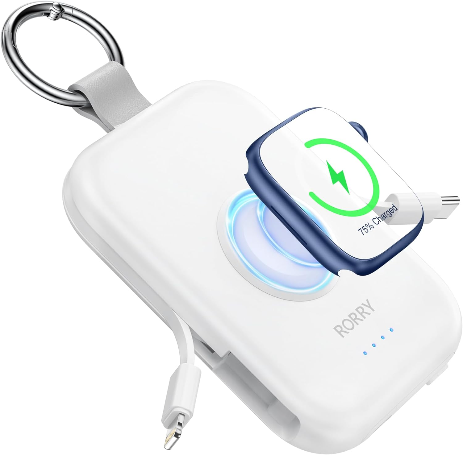 RORRY Portable Charger, 5000Mah Portable Charger Power Bank with Built-In Cables