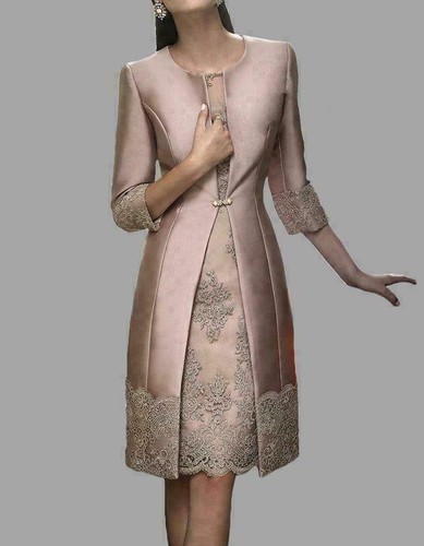 2PC Suit Women's Satin Dress Jacket Lace Wedding Evening Gowns Embroidery  Chic | eBay