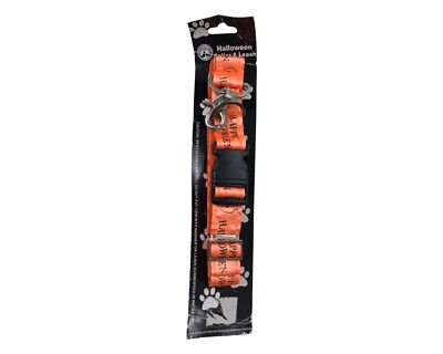 Halloween Dog Lease & Collar Happy Halloween Orange Nylon 18'' collar 56'' lease
