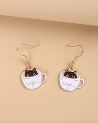    Ladies, Teens,  Girls: Cat in Cup '' CATFE''  Earrings   HTF    NWT   WOW 