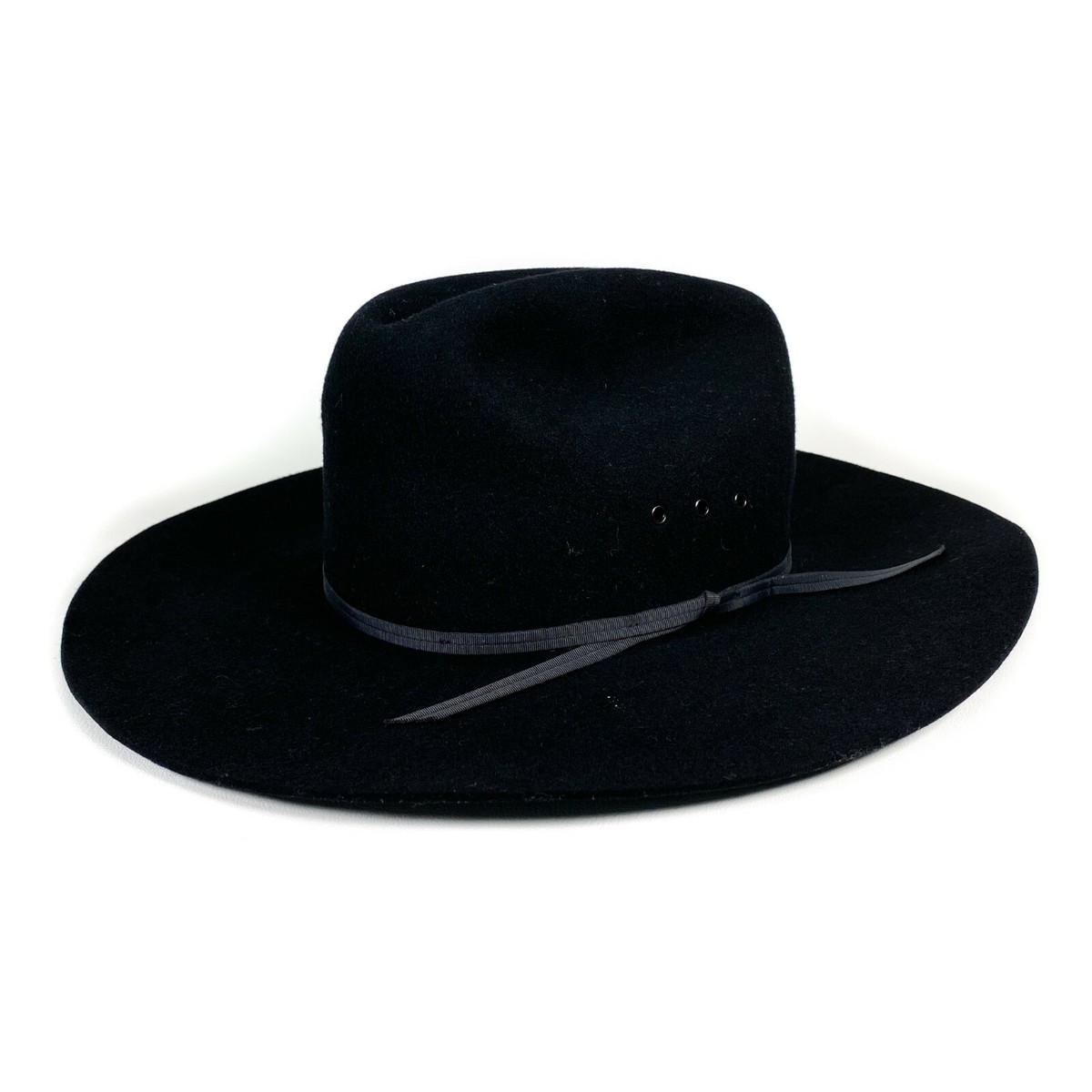 Vintage MHT Westerns Flint Black XX Fur Blend Studded Cowboy Hat Made in USA Vintage MHT Cowboy Hat Black Western XX Fur Blend Rodeo  main image 3