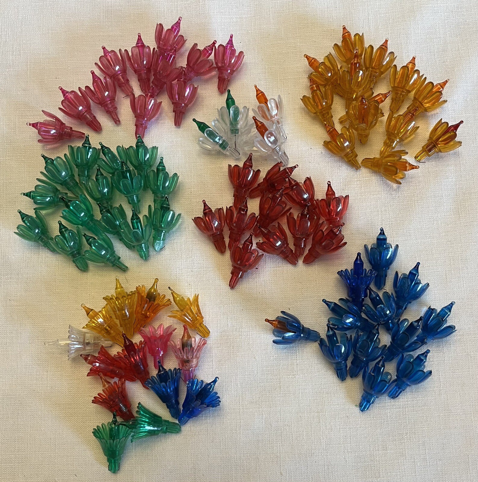 80pc Vintage Christmas Light Bulb Reflectors Tulip Flower Multicolored