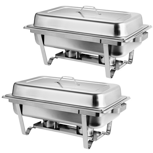 2 Packs 8 Quart Stainless Steel Chafing Dishes Buffet Trays Chafer With Warmer - Picture 9 of 9