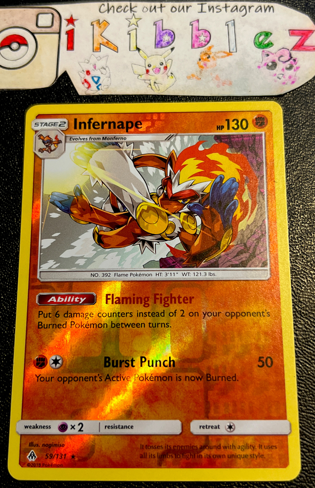 Infernape 59/131 NM Reverse Holo Rare Sun Moon Fighting Pokemon Card!