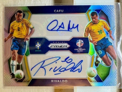 2024 PANINI PRIZM CAFU & RIVALDO DUAL AUTOGRAPH SILVER PRIZM /99 - BRAZIL ICONS