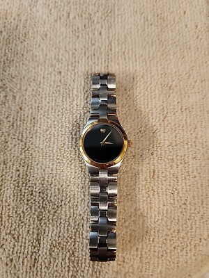 Movado Museum 81.E4.1844 Black Dial 2-Toned Stainless Steel Ladies Wristwatch. Ladies MOVADO Amorosa Watch Two-Tone Bangle Bracelet  main image 4