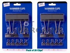 Fold Back Binder Clips Pack of 20 Metal Paper Bulldog Clips for Office Use