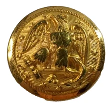 Vtg Brass Navy Uniform Button Eagle & Anchor Left Facing Waterbury CT Relief L6