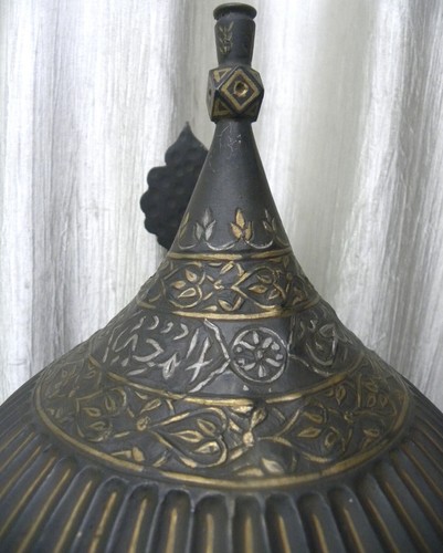 ARMOR MILITARY MUGHL/PERSIAN WARRIOR HELMET MELON CUT ARABIC CALLIGRAPHY RARE - Picture 9 of 9